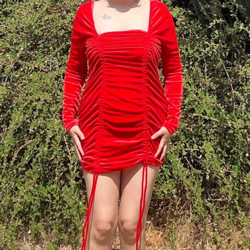 Wild Fable Vibrant Red Long Sleeve Dress